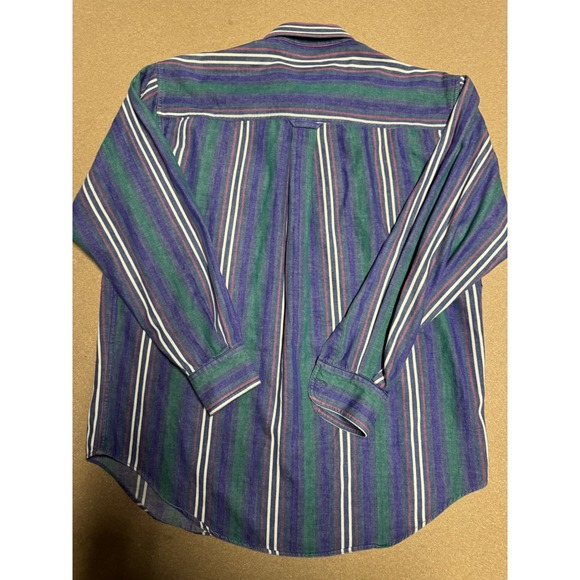 Chaps Ralph Lauren Mens L Striped Button Down Shirt Long Sleeve Casual Classic - Picture 4 of 9